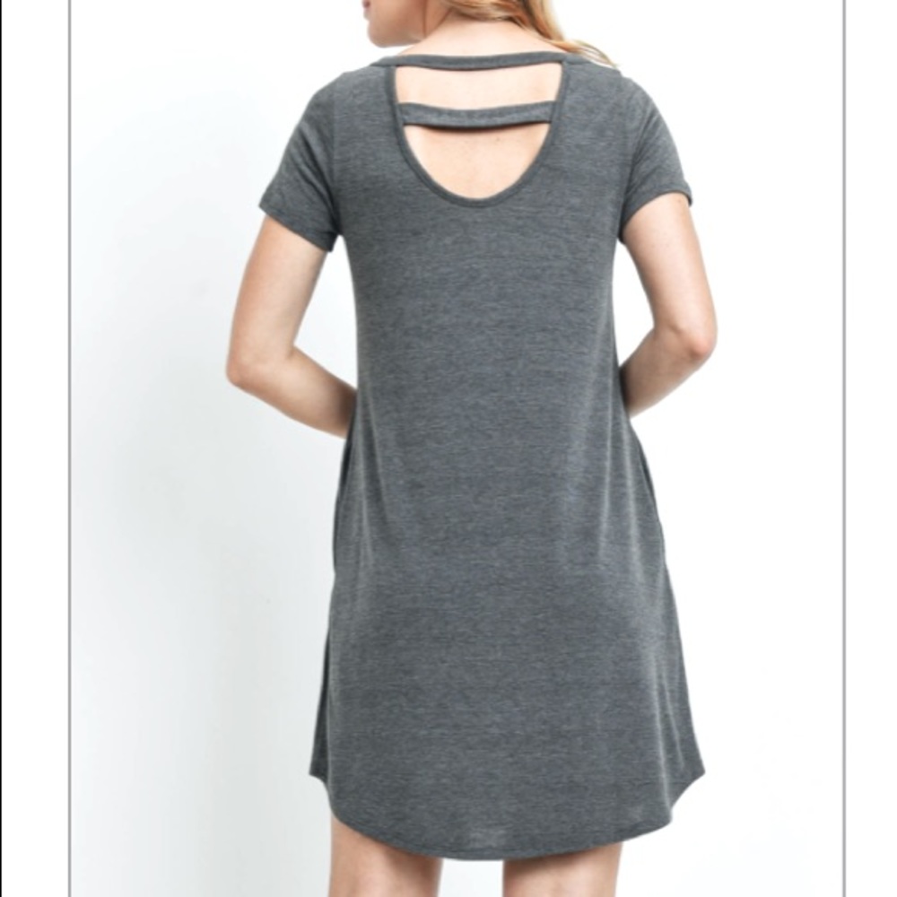 Grey Cutout Detail Shift Dress - Picture 14 of 14